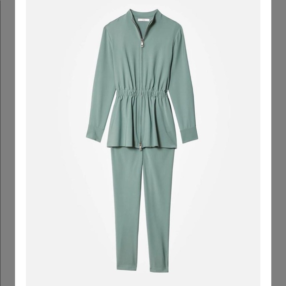 Tibi Green Double Layer Plain Weave Jumpsuit - Picture 4 of 6